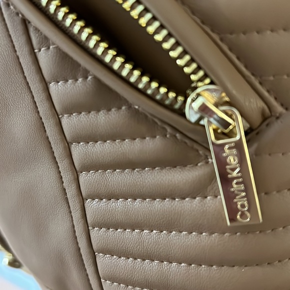 Calvin Klein tan faux leather biker jacket - Picture 4 of 5